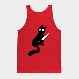 Vaguely threatening cat with a knife. Tank Top